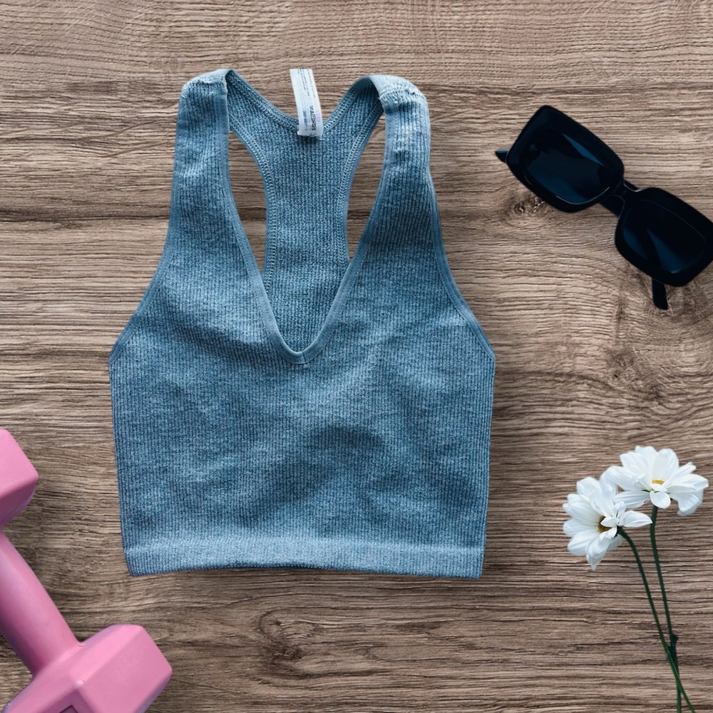 Free People Movement Stretchy V-Neck Ribbed Racer Tank Top